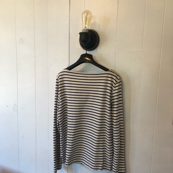 J. Crew Modified Boat Neck Striped Long Sleeve - Picture 3 of 5